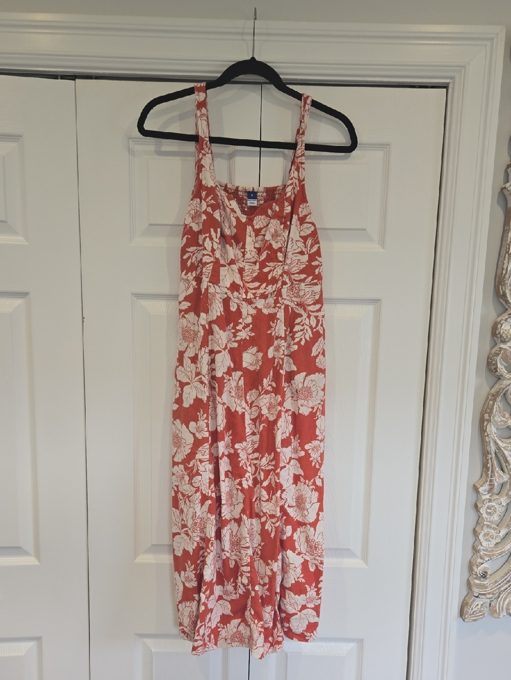 Old Navy Coral and White Floral Maxi Dress